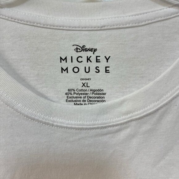 Disney Mickey Mouse Embroidered Tee Floral Womens Size XL White - Picture 3 of 7